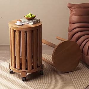 MOLORE | Fake Wood Stackable Wheel-Mounted Living Room Stool