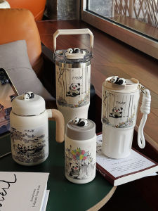 Ink Painting Panda Vacuum Cup Large Capacity Stainless Steel Water Cup Girl Coffee Portable Cup Portable Good-looking Cup
