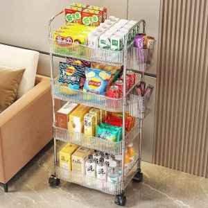 TENGYAGAO | High Transparent Multilayer Movable Trolley Storage Rack