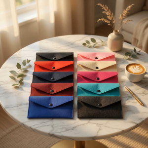 WOMAN LONG WALLET FELT HANDPHONE POUCH FABRIC PORTABLE FOLD OVER LONG PURSE