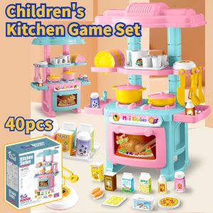 48Pcs Kids Cooking Toys Mini Kitchen Playset Set House Play Tableware for Kid Birthday Gift