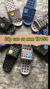 Dép cao su đen đi trong nhà dép đúc quai ngang nam đi văn phòng nhà tắm chống trơn trượt