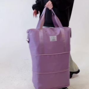 [6 Colors] Waterproof Large Capacity Travel Wheels Bag Foldable Short Trip Luggage Bag Expandable Portable Fitness Backpack