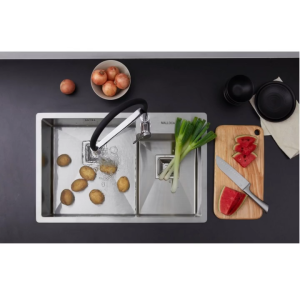 Chậu rửa bát Malloca MS620T inox cao cấp chế tạo bán thủ công thiết kế 2 hố lệch tiện lợi
