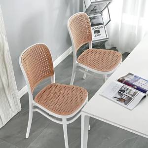 MANDA Rattan Chair Rattan Plastic Chair with Back Stackable Chair Desk Chair Coffee Chair Lounge Chair