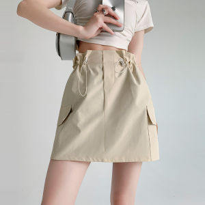 American Style Workwear Mini Skirt Womens A-Line Half-length Slimming High Waist Hip Covering Short Skirt Summer New Arrival