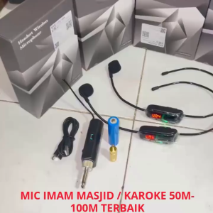 COD KIRIM CEPAT TaffSTUDIO UHF Microphone Wireless Clip On Headset Karaoke Mic Bando Imam Masjid - HX-W002-2H