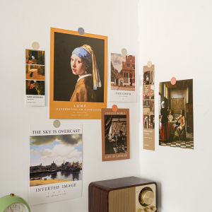 American Abstract Poster Card Wall Stickers Artsy Style Dormitory Room Background Wall Decoration Stickers Wall Sticker