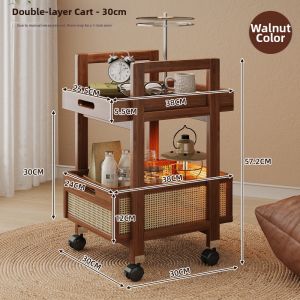 Portable Rattan Multipurpose Side Table Storage