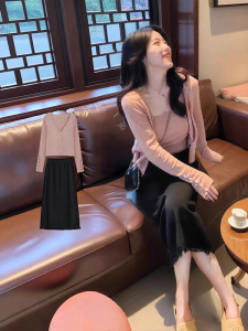 XUECAIQI | French Petite Style Camisole Sweater Dress 3-Piece Set