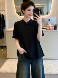 AIYITI | Oriental Style Collar Short Sleeve Blouse Large Size