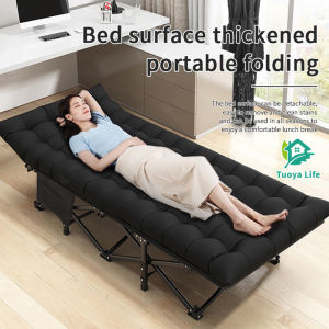 Tuoya Folding Bed With side pocket for Storage More Firmly The Cotton Pad Is Removable Universal For All Seasons Universal Frosted Paint Baking Process Good Quality Appearance Folding Bed Portable Bed More Comfortable Sleep Ten Leg Folding Bed