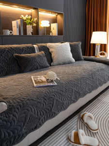 Modern Minimalist Milk Velvet Sofa Cushion Winter New Anti-Slip Plush Thickened Slipcover Cloth for L-Shaped Three-Seater Sofa