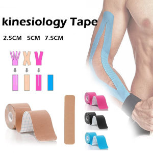 5cm*5m Pre Cut Kinesiology Muscle Tape Muscle Pain Relief Kneepads Kneepad Fitness Sports Protector Elastic Roll (Black/Skin/Blue/Pink)