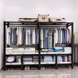Metal Simple Storage Bedroom Wardrobe Closet Foldable Portable Modern Fabric Wardrobe