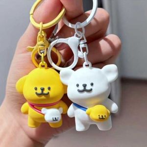 Cartoon Line Puppy Keychain Bag Pendants Cute Doggy Charms Fashion Couples Keyring Accessories Gifts