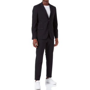 ผู้ชายคลาสสิกติดตั้งชุดสูทสองชิ้นธุรกิจ/งานแต่งงานคู่ปุ่มอย่างเป็นทางการ (เสื้อ + กางเกงจีบ) เจ้าบ่าวชุดสํานักงาน