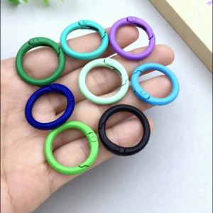 20pcs 25mm Inner Diameter 18mm Alloy Circular Keychain Spring Hook For DIY Jewelry Backpack Bag Charm Key Ring Making Findings
