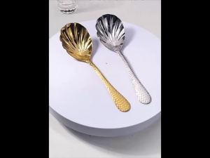 Stainless Steel Shell Shape Serving Spoon Gold Silver Large Long Handle Slotted Spoon for Dining Events and Catering Service
