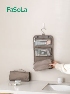 FaSoLa Portable Folding Cosmetic Bag Large Capacity Travel Toiletry Bag for Women Convenient Makeup Storage Organizer