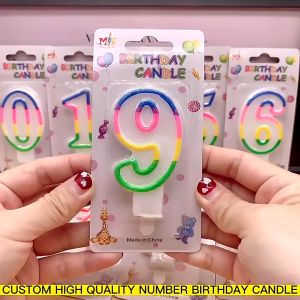 Lilin Ulang Tahun Desain Pelangi: Lilin Angka Ulang Tahun Gliter Rainbow