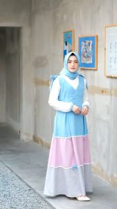 Gamis Remaja Terbaru Dianka Maxy Dress Variasi Tali Dan Pita Baju Muslim Simpel Lucu Bahan Moscrepe