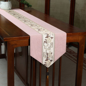 New Chinese Style Table Flag Zen Tea Mat Waterproof Cotton Linen High End Tea Table Cloth Art Luxury Long Rectangle Table Runner