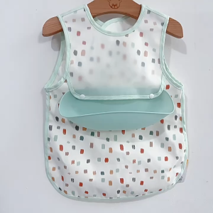 WNDR BIB Bayi Model Baju Panjang Anti Air PU Premium dengan Tadah Makanan Lepas Pasang | Celemek Bayi MPASI Waterproof