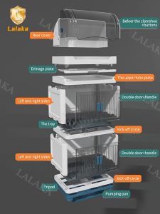Kitchen Dish Rack Organizer Cabinet Multifunctional Kitchen Tableware Cupboard Storage Rack With Cover Dish Drain Cabinet with Drawer Plate Organizer