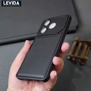 Softcase Leather Pro Macaron Black untuk Tecno Pova 5 & 6