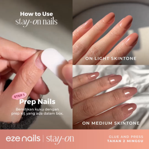 Eze Nails - Malahayati in Nude Brown Stay On Manicure (Kuku Palsu Tempel + Lem Cair)