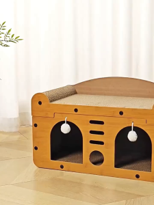 Cat Scratch Board/Cat Nest 2IN1 Large Cat House Pet Cat Sleeping Bed Wooden Wear-resistant and Non Shedding
