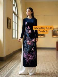 ÁO DÀI NỮ TRUNG NIÊN / BÀ SUI NHUNG ĐEN KẾT HẠT VẼ RỒNG PHỤNG SANG TRỌNG FROM TRUYỀN THỐNG TÔN DÁNG MẶC CƯỚI HỎI ĐI TIỆC