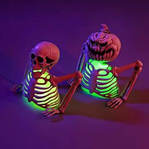 XMSJ | Horror Half Body Skeleton Ornament Halloween Buried Skull Bones Decor Graveyard Prop Desktop Outdoor Party Decor Supplies 2027