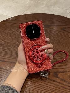 Huawei Matex6 New Year Edition Phone Case Womens Collectible Full Screen Pink Sparkle Fashionable Protective Cover with Rotation Dial Stand