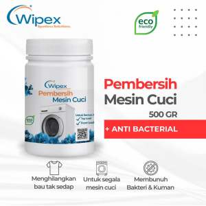 WIPEX BUBUK PEMBERSIH MESIN CUCI 500 GRAM RAMAH LINGKUNGAN / WASHING MACHINE CLEANER ANTI BACTERIAL 500 GR / PEMBERSIH TABUNG MESIN CUCI ANTI BAKTERI 500GR
