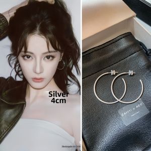 CAFFTI | 999 Silver Matte Gold and Silver Color Exaggerated Hoop Earrings