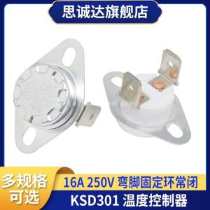 KSD301 Kênh Điều Khiển Nhiệt KSD302 16A 250V 40-150 Độ C Đai Cố Định Chân Cong Đèn Báo Động Điện Áp Xoay Chiều 110V 220V