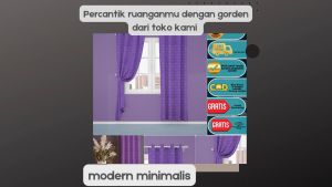 Gorden Emboss Polos Minimalis Gorden Jendela Tirai Pintu Gordeng Mewah LP