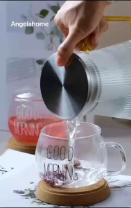 【📣SG Seller】🔥360ml Coffee Cup Glass Black White Letters Milk Tea Coffee Cup Cocktail Glass Transparent Cup with Handle glass cup