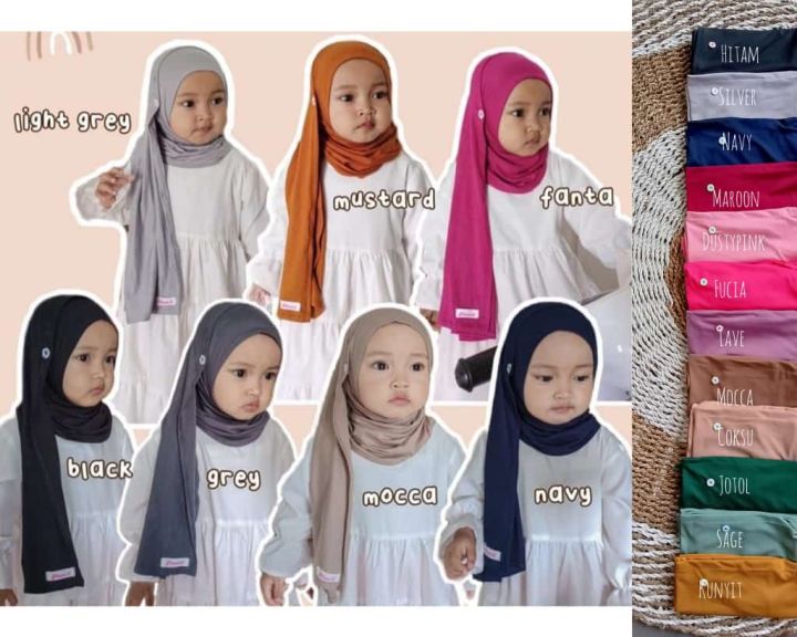 ALINLABELID JILBAB HIJAB ANAK INSTAN PASHMINA INSTAN ANAK USIA 1 2 3 4 TAHUN TERBARU ADA KANCING CANTIK