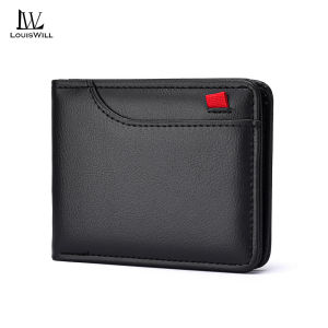 LouisWill Mens Wallet Simple Short Wallet Soft PU Business Wallet Multi-Card Position Wallets Mini Travel Purses Coin Pouch ID Credit Cards Holders