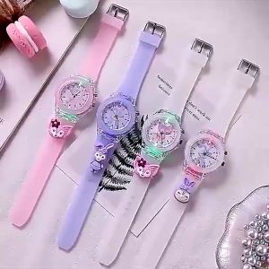 Jam Tangan Anak Perempuan & Laki-laki Analog Lampu LED Warna Berkelip