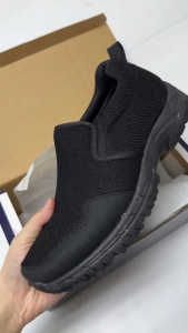 Kasut Sekolah Hitam Lelaki Sarung Sport School Shoes Black Trainer Canvas Slip on Shoe Vinstar