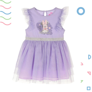 Đầm tutu cho bé gái 1-4 tuổi Minnie màu tím tay cánh tiên váy đầm bé gái xuất dư đầm tiệc cho bé đầm công chúa bé gái