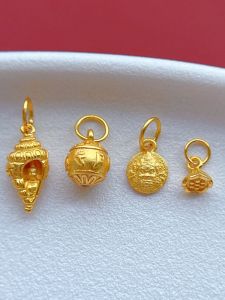 925 Sterling Silver Gold Plated Pendant Carved Eight Treasures Good Luck Conch Shell Zamak DIY Bracelet Accessories