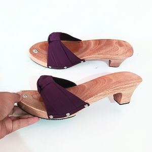 sandal kelom geulis natural hak tahu 5cm sanggul / sandal heels / sandal elegan / sandal kayu / sandal wanita