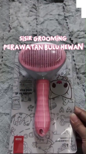 Sisir Grooming Perawatan Kucing Anjing Pet Brush Tombol Otomatis