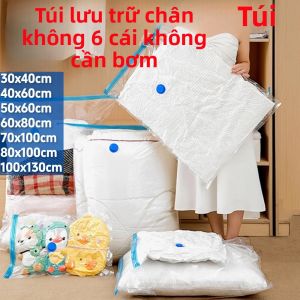 6 Gói Túi Bảo Quản Chân Không Có Van Có Thể Tái Sử Dụng Chống Bụi Tiết Kiệm Không Gian Máy Niêm Phong Nén Cho Khăn Quần Áo Gối