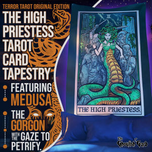 VIKAMA Tarot Card Priestess Tapestry Dark Gothic Wall Decoration Living Room Meditation Room Mysticism Room Decoration